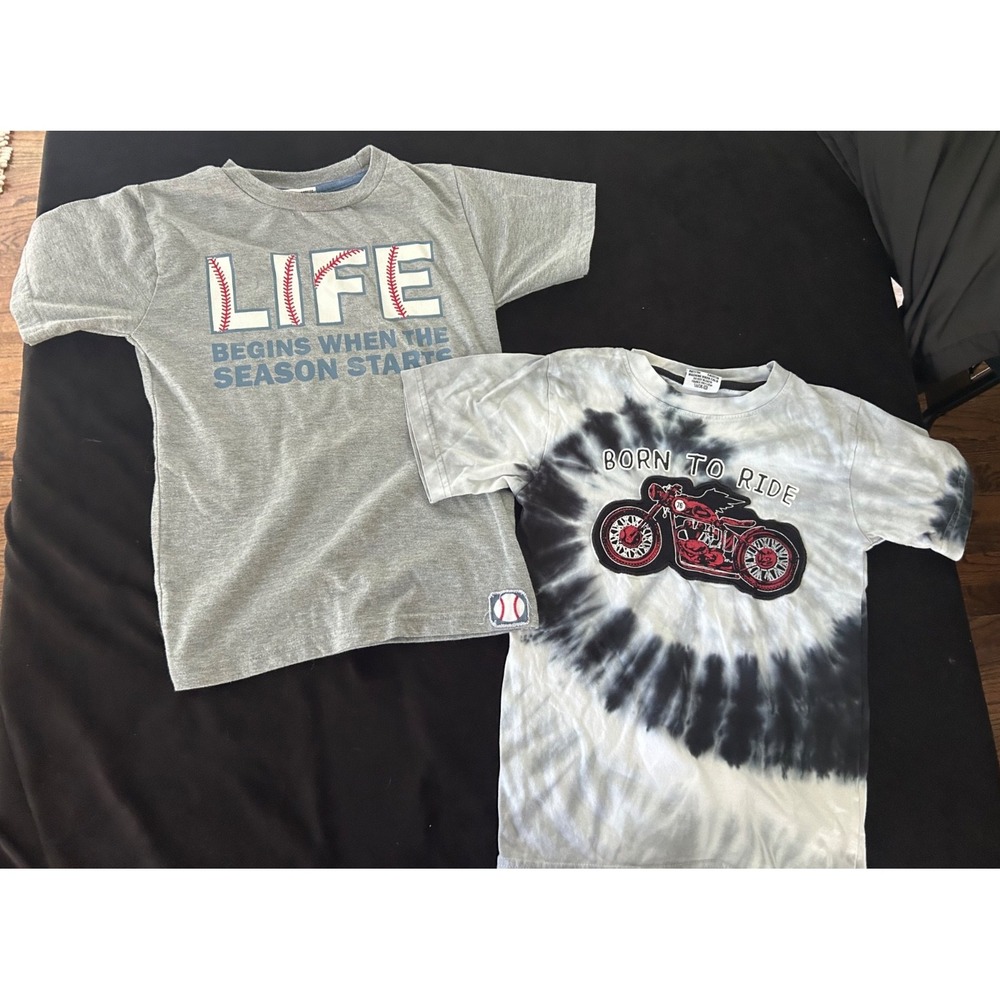 EUC Lot of 2 Mish Boys short sleeve t-shirts baseball & motorcycle size 6